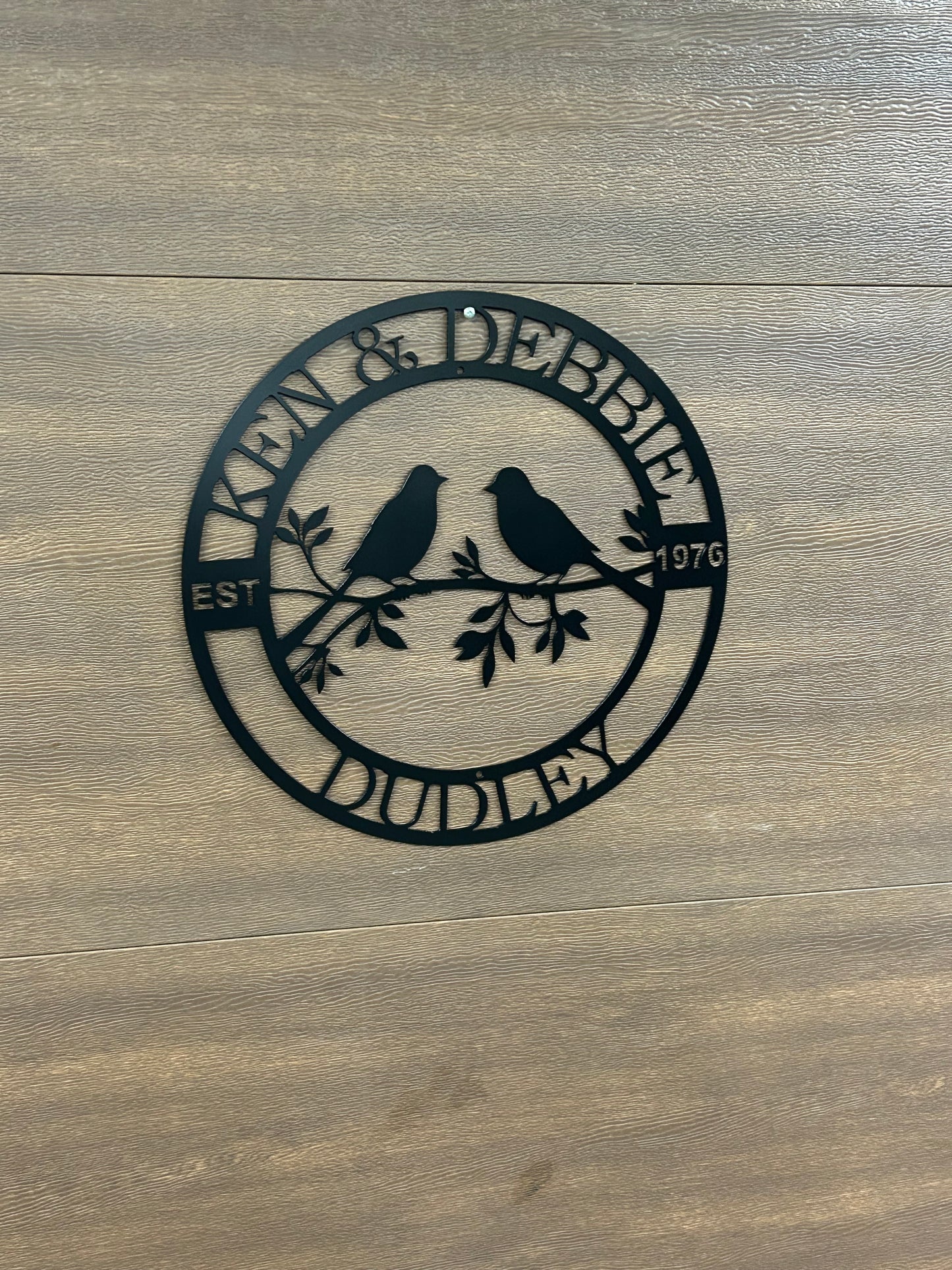 Custom Metal Anniversary Birds Sign