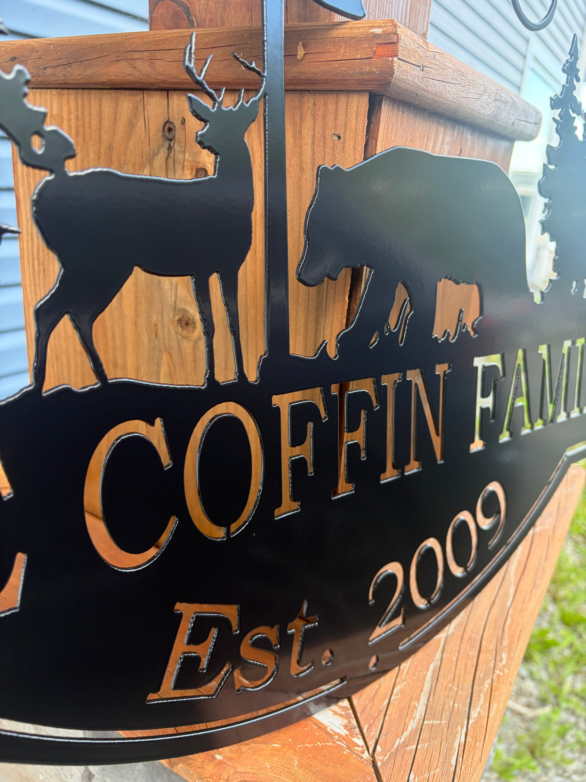 Custom Metal Deer Bear Scene Sign