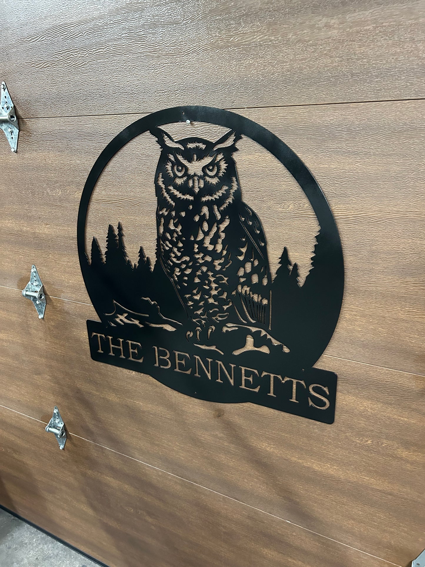 Custom Metal Owl Forest Sign