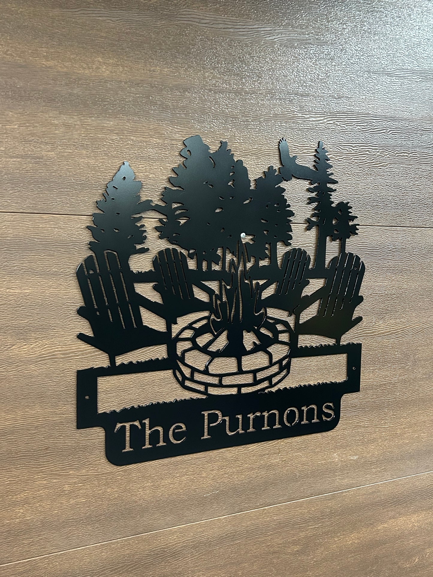 Custom Metal Campfire Sign With Kids Chairs