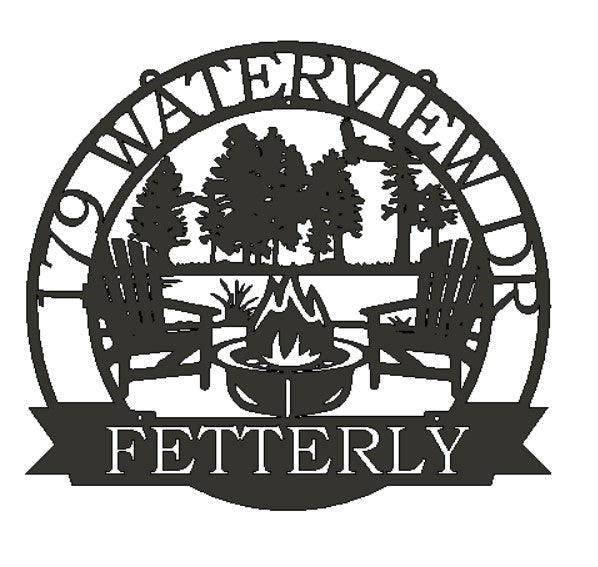 Custom Metal Campfire Address Sign # 3