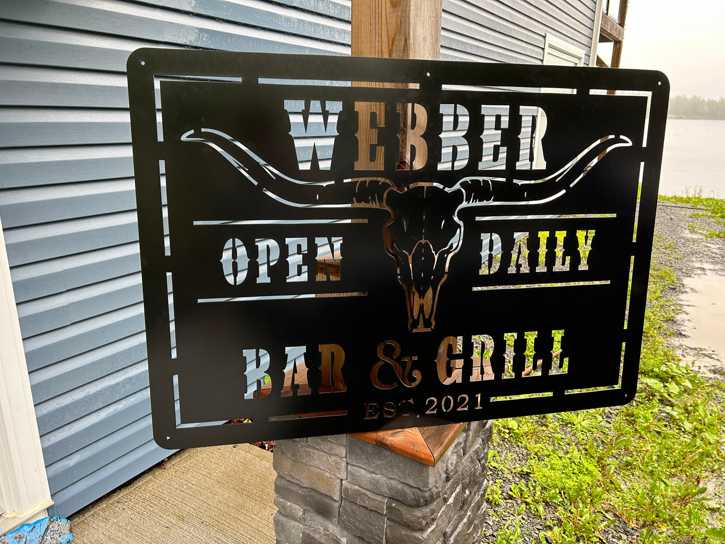 Panneau de bar et de grillades en métal personnalisé du Texas