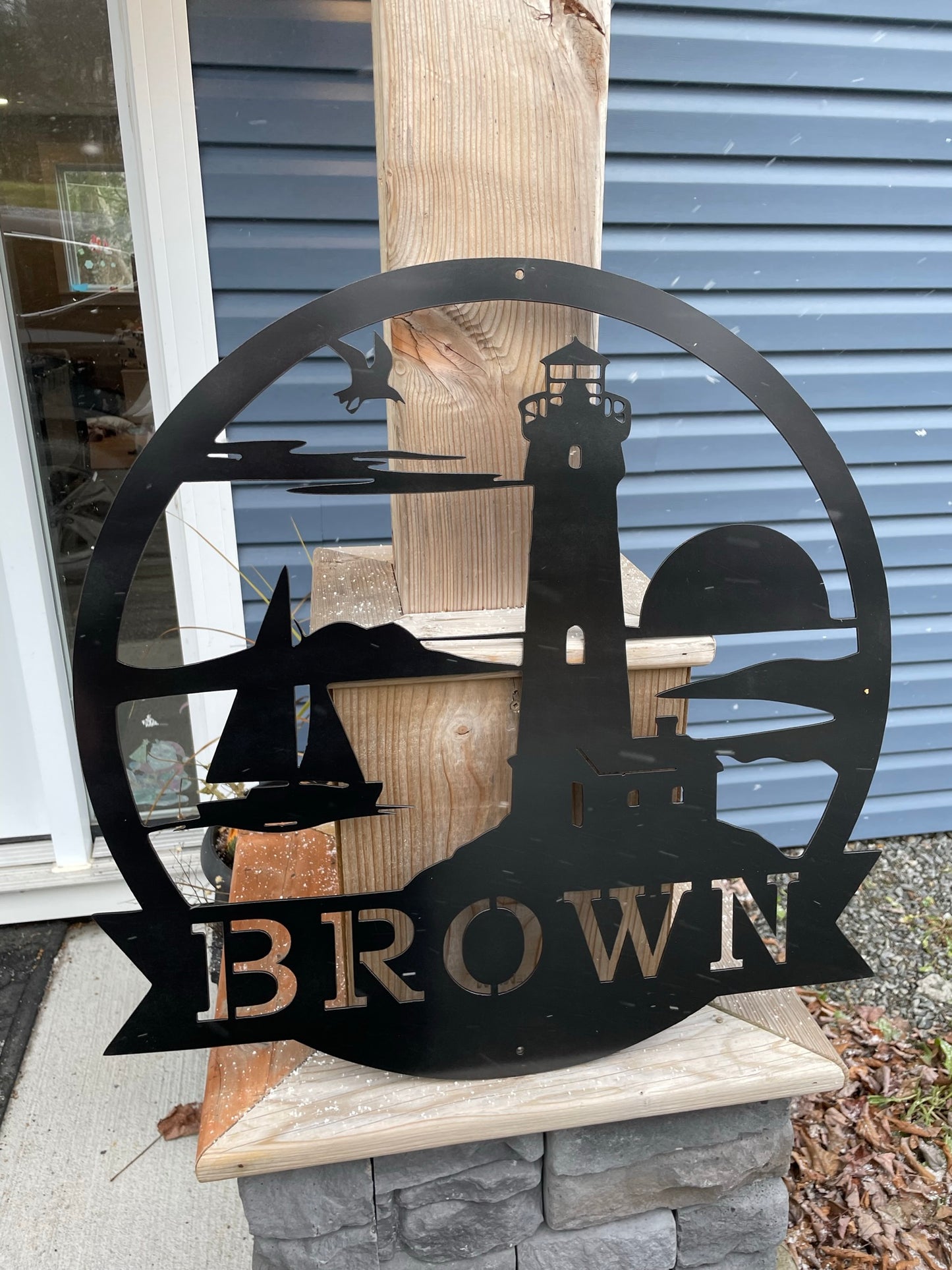 Custom Metal Sail Boat Lighthouse Sign