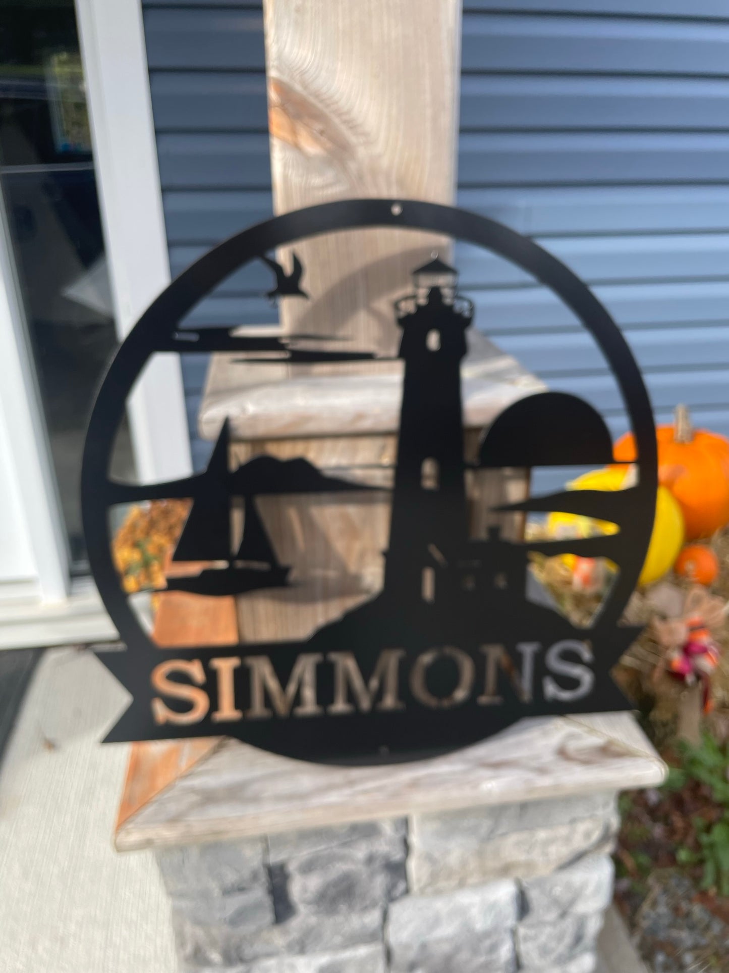 Custom Metal Sail Boat Lighthouse Sign