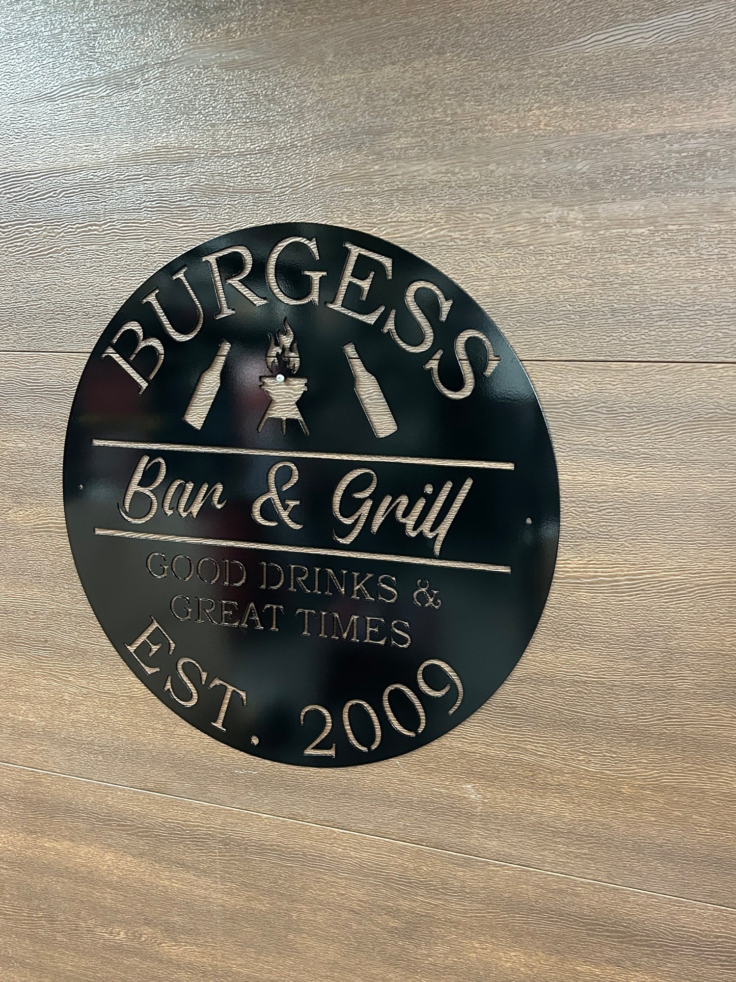 Panneau de bar et de grillades en métal personnalisé du Texas