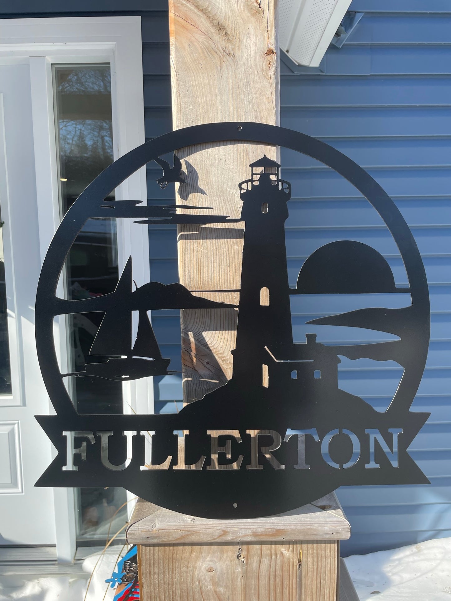 Custom Metal Sail Boat Lighthouse Sign