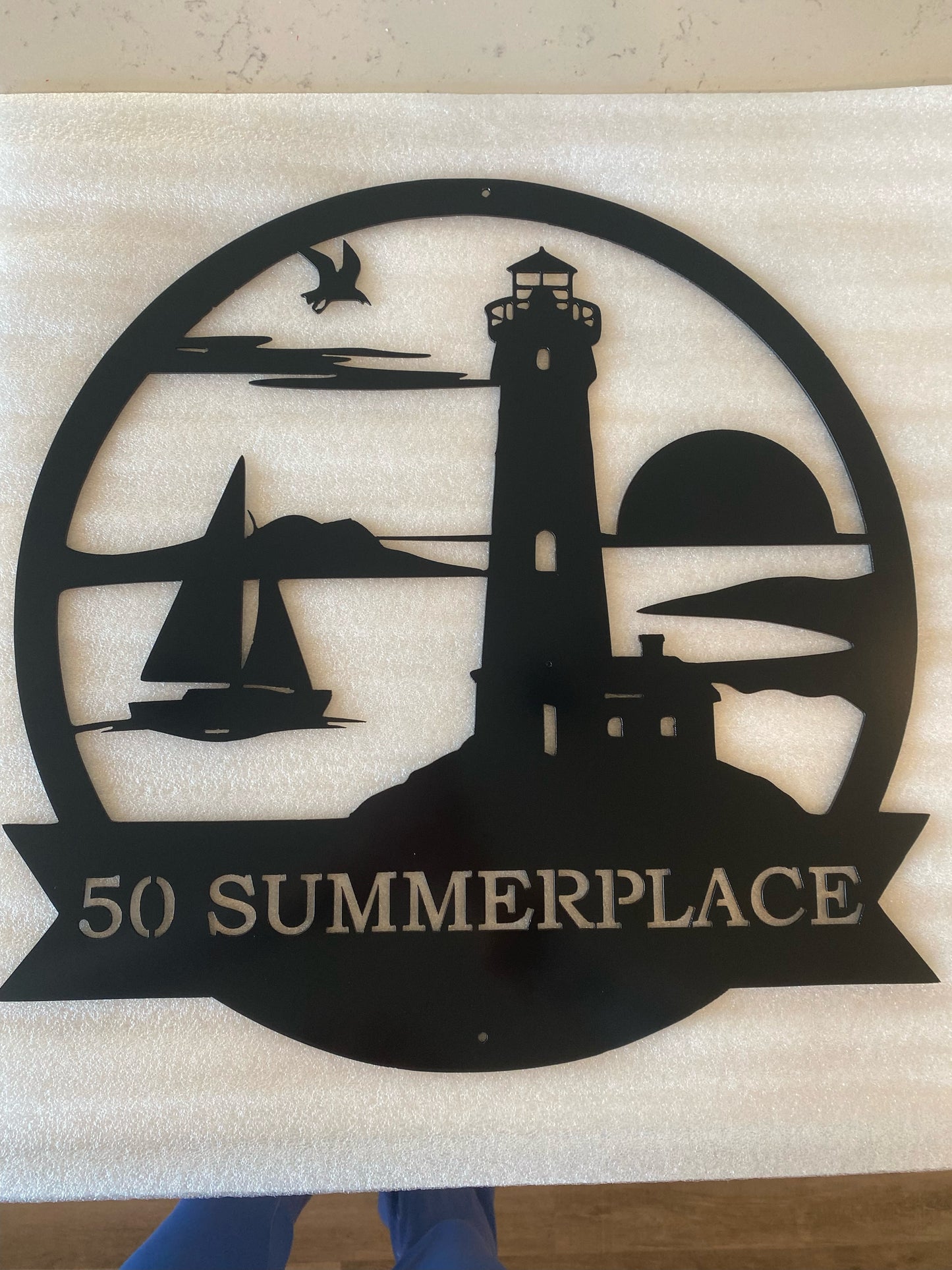Custom Metal Sail Boat Lighthouse Sign
