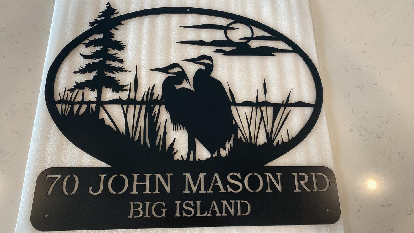 Custom Metal Heron Sign