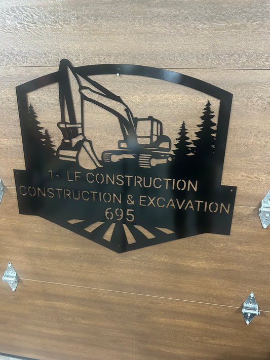 Custom Excavator Metal Sign