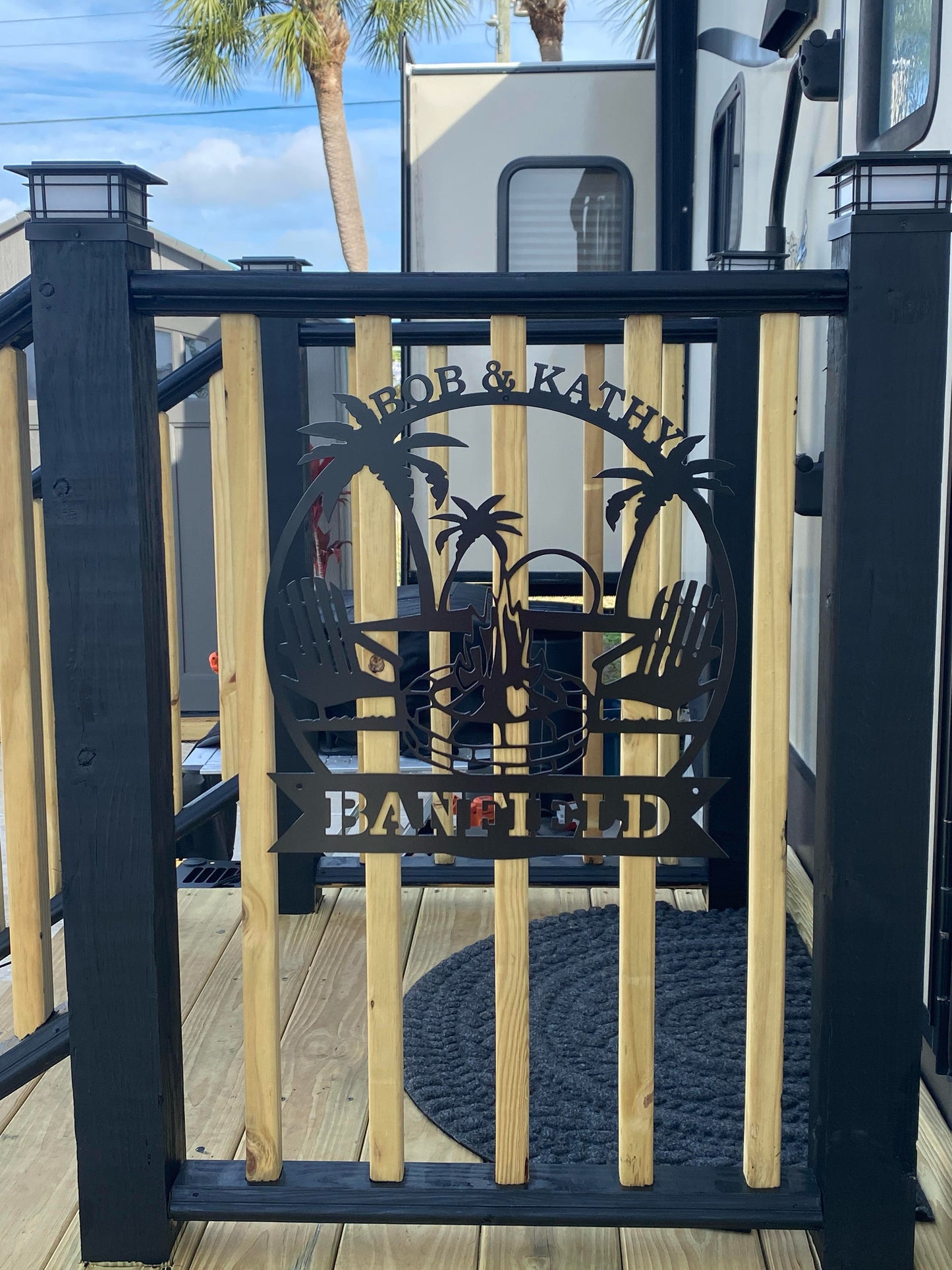 Custom Metal Palm Tree Campfire Sign