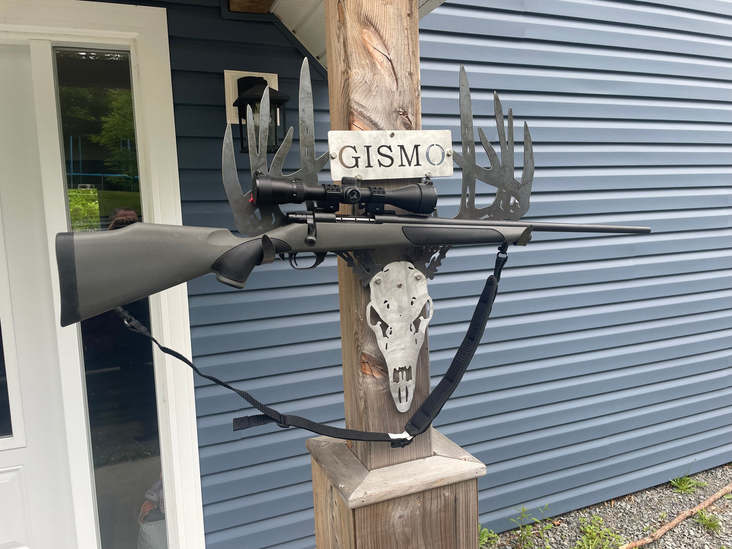 Support d'arc et d'arme en métal personnalisé avec crâne de cerf