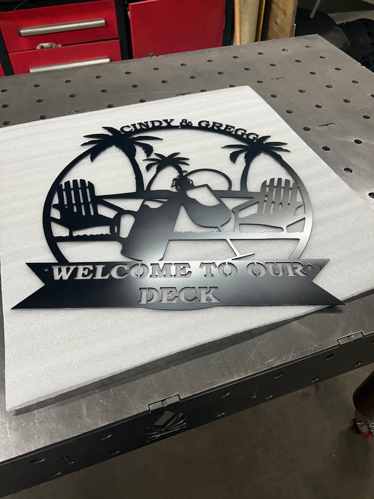 Panneau de feu de camp en métal personnalisé