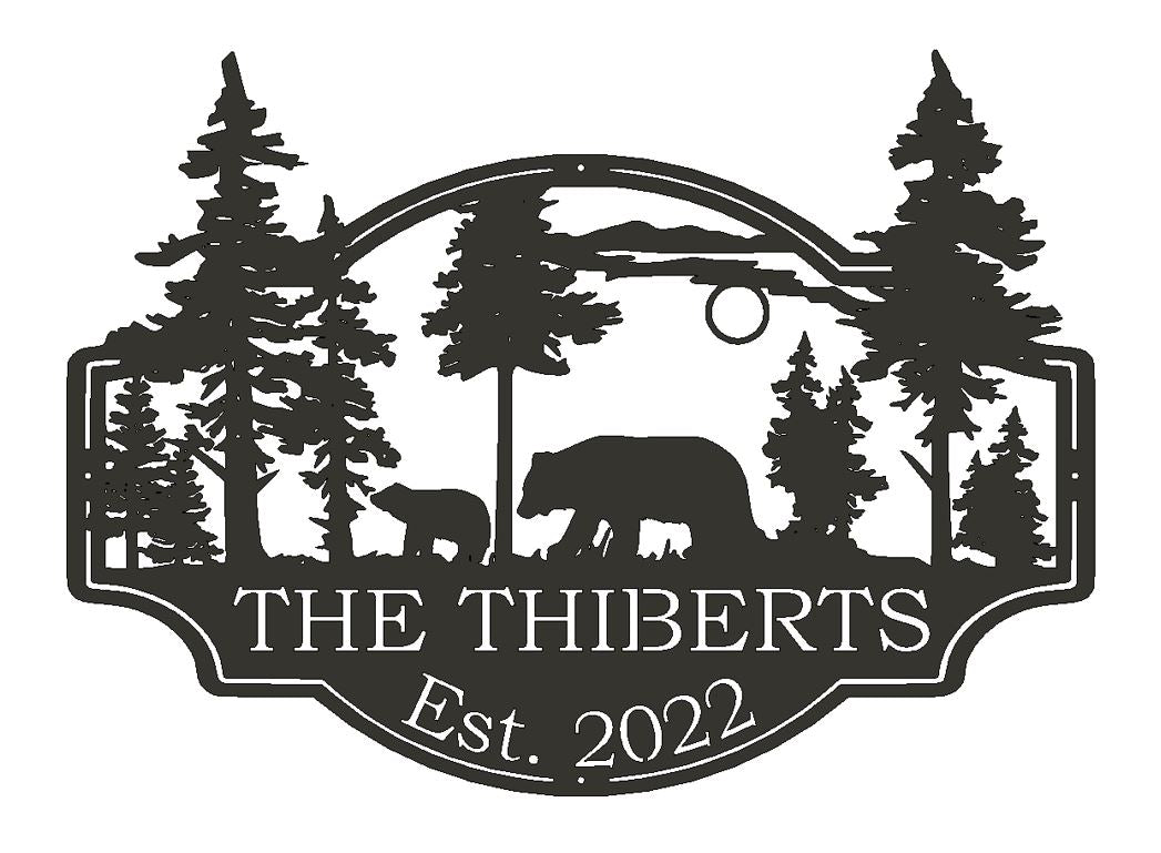Custom Metal Bear Scene Sign