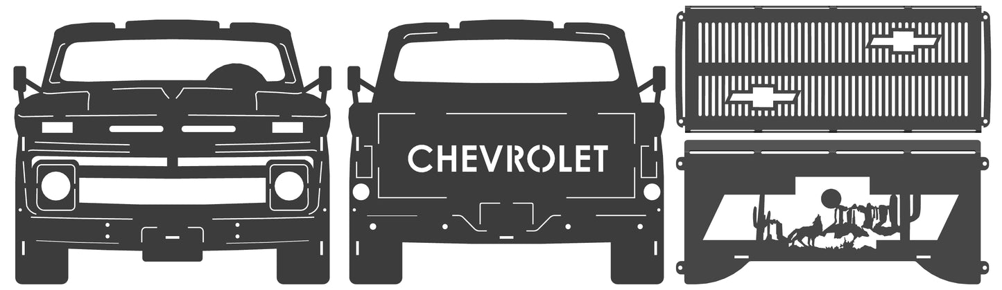 Chev Old School Truck Collapsible Knockdown Fire Pit Grill