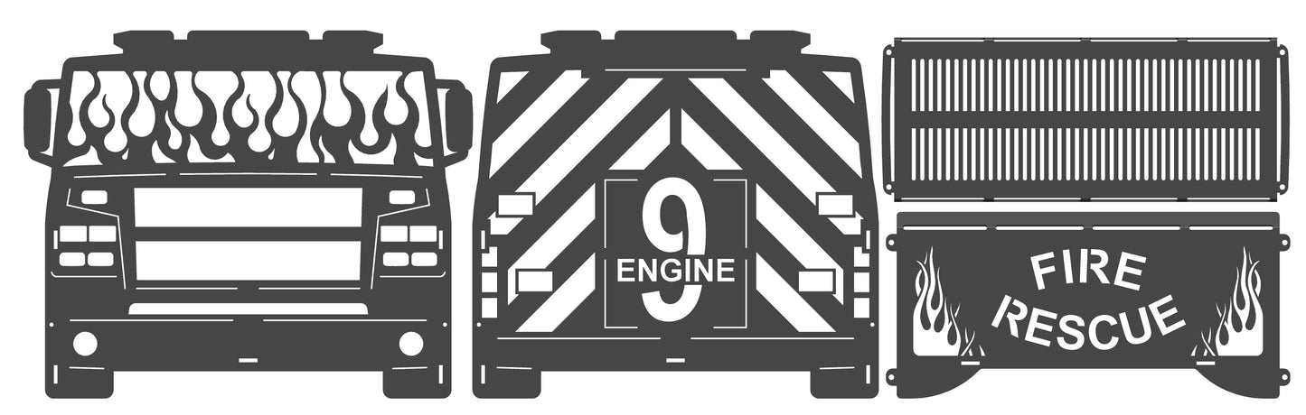 Fire Truck Collapsible Knockdown Fire Pit Grill