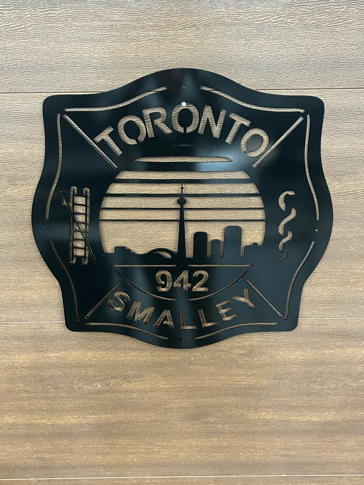 Panneau monogramme pompier en métal personnalisé