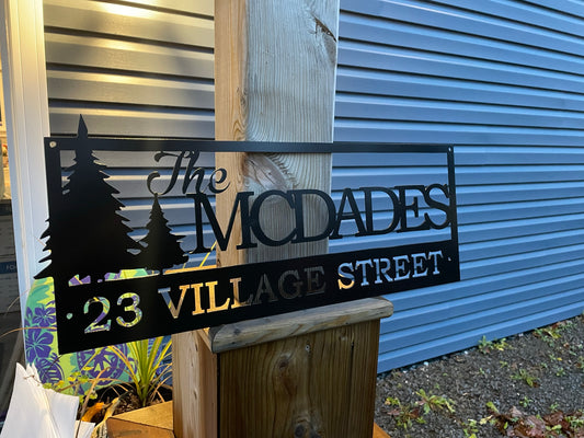 Custom Evergreen Metal Civic Address Sign