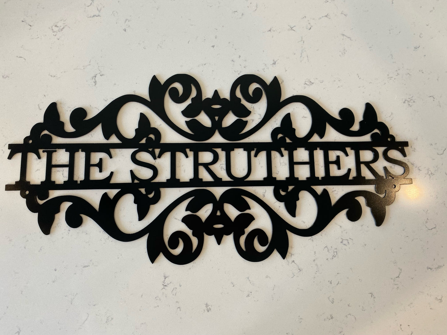 Custom Metal Scroll Family Name Sign