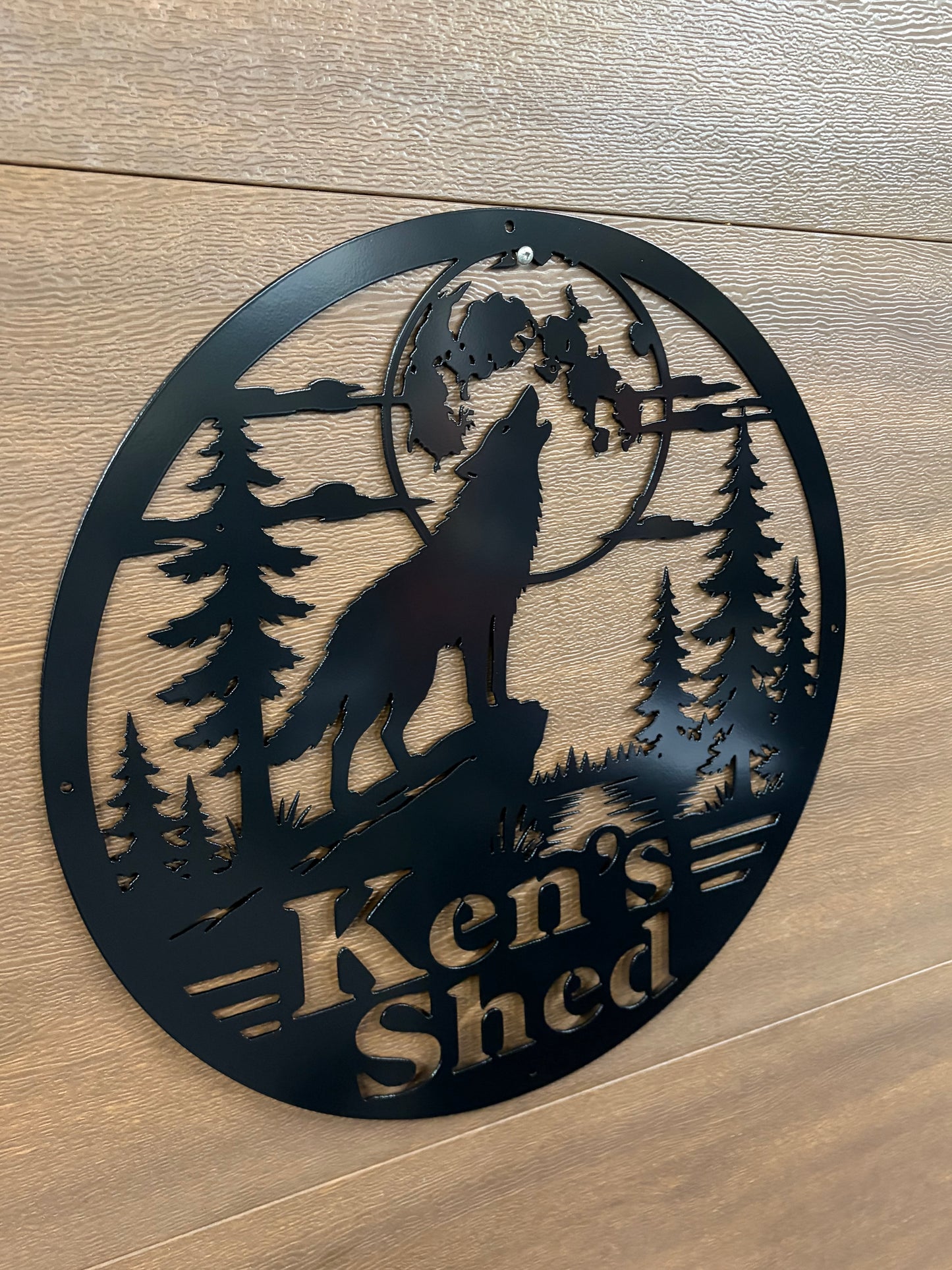 Custom Metal Howling Wolf Sign