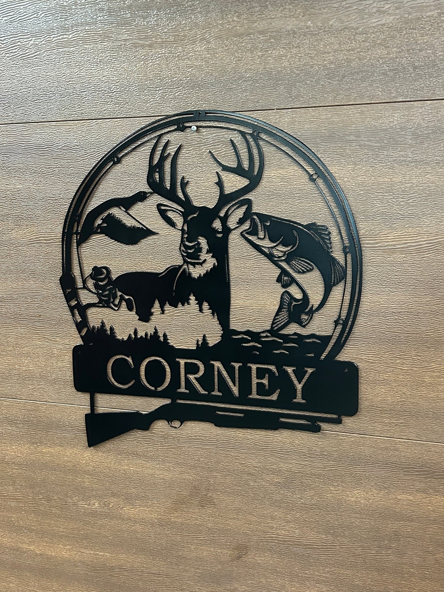 Panneau de chasse et de pêche en métal personnalisé