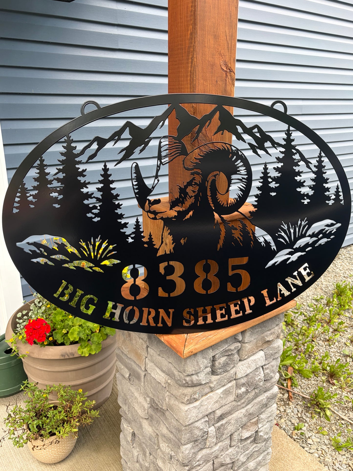 Custom Metal Mountain Goat Civic Address Sign