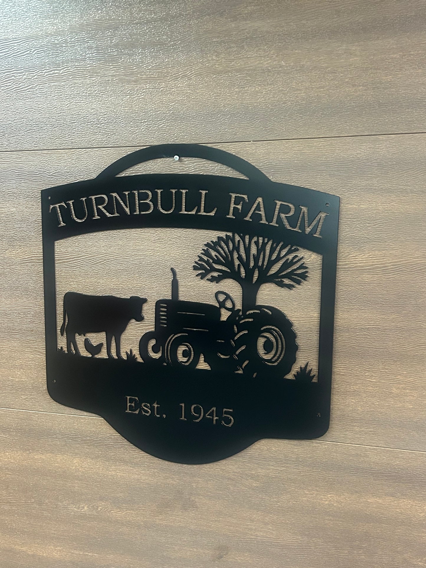 Panneau de ferme en métal personnalisé représentant un cheval, une vache et un cheval