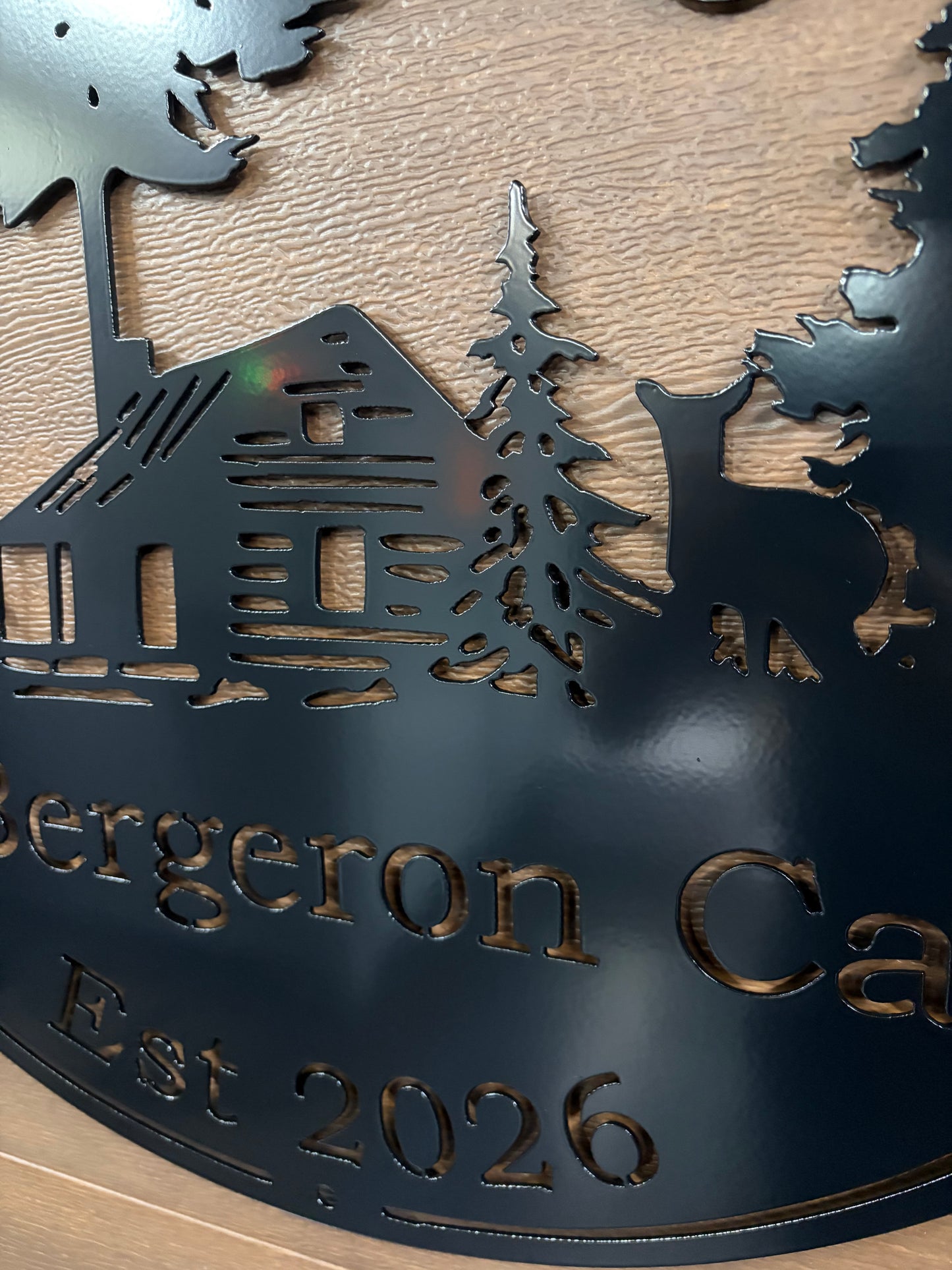 Custom Metal Deer Scene Cabin Sign