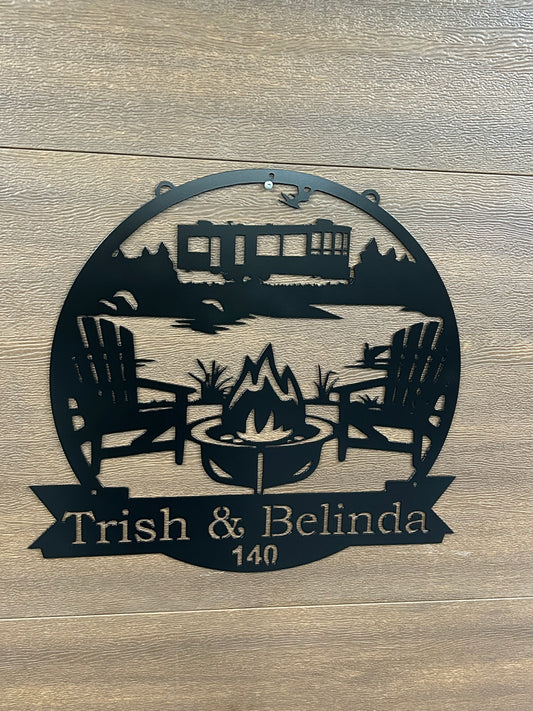 Custom Metal Camper Campfire Sign 3