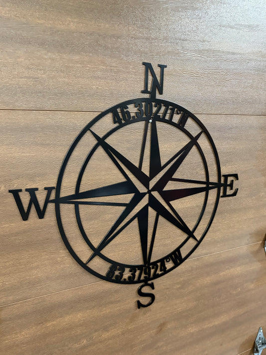 Custom Metal Compass Coordinate Sign