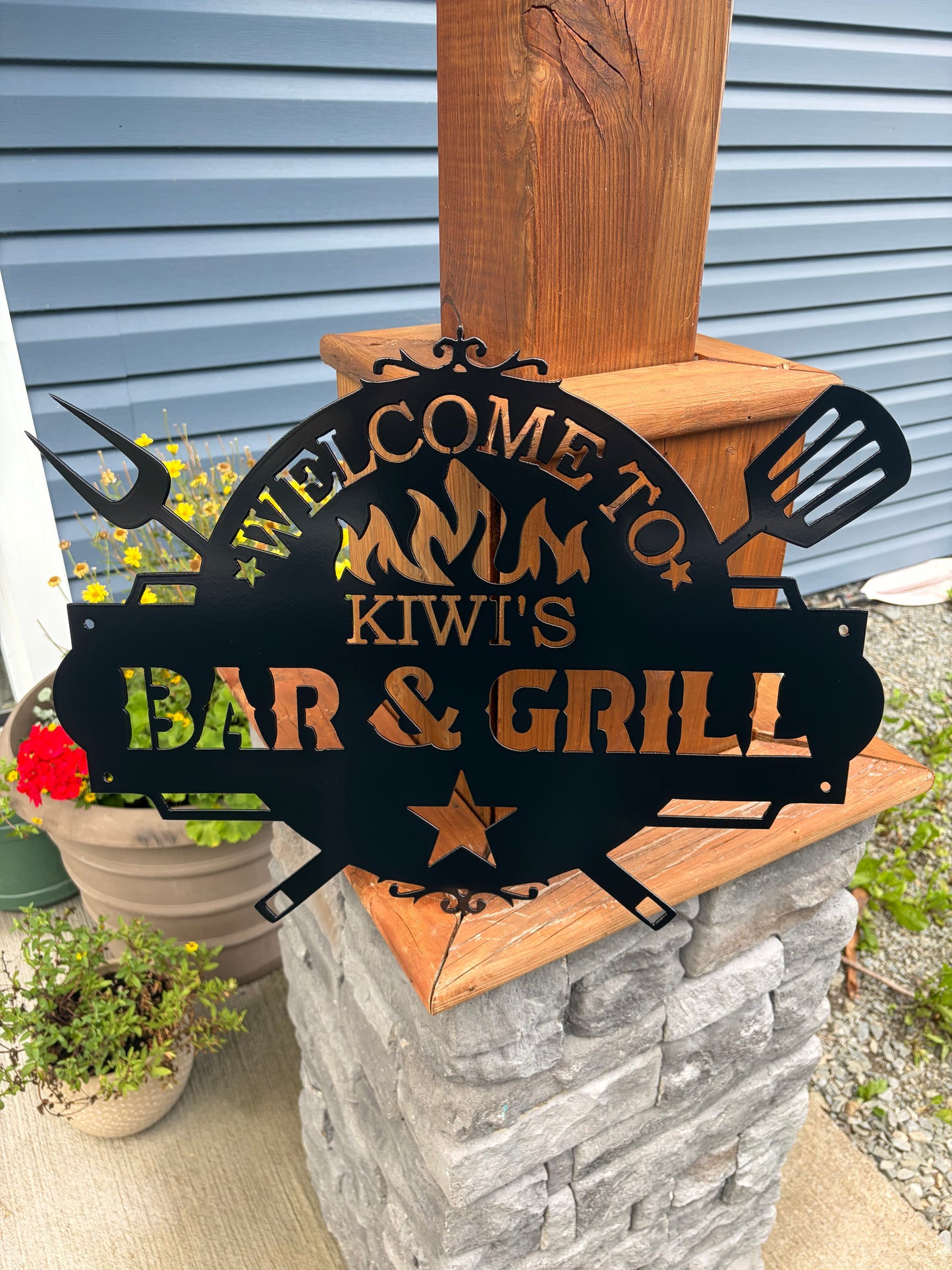 Custom Metal Bar and Grill Sign