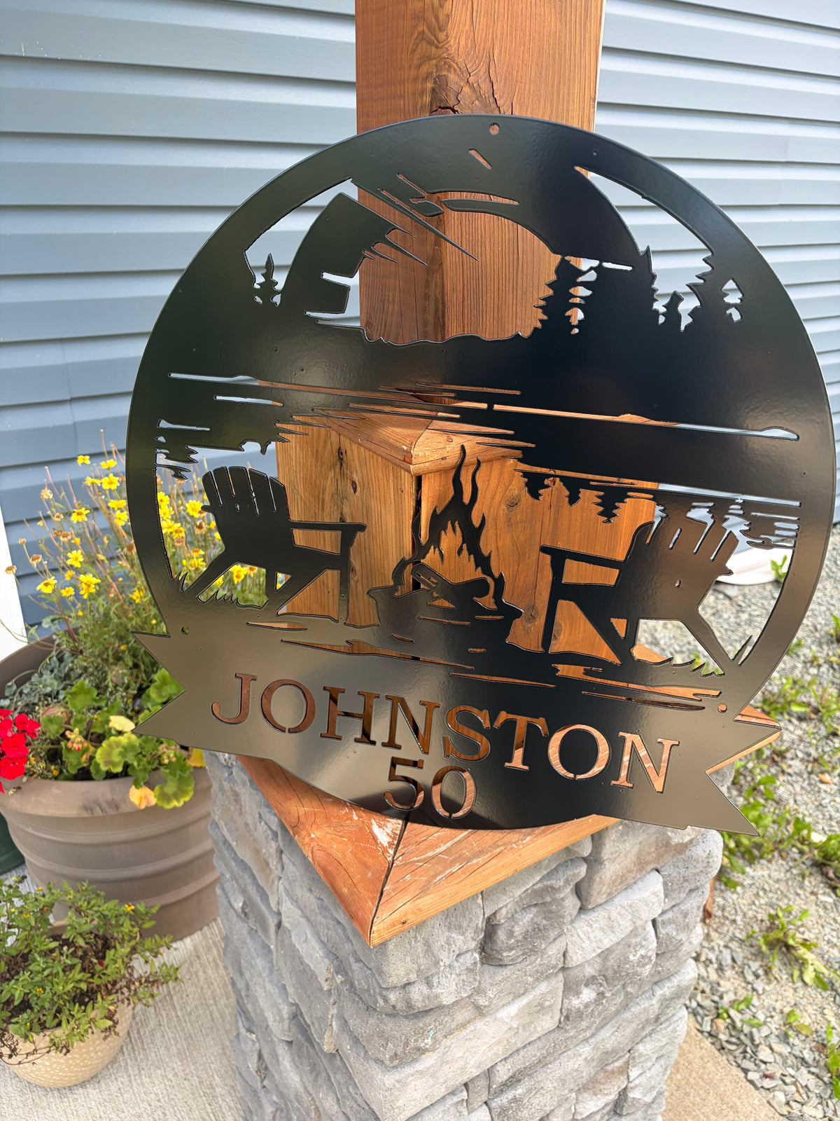 Custom Metal Sunset Campfire Sign