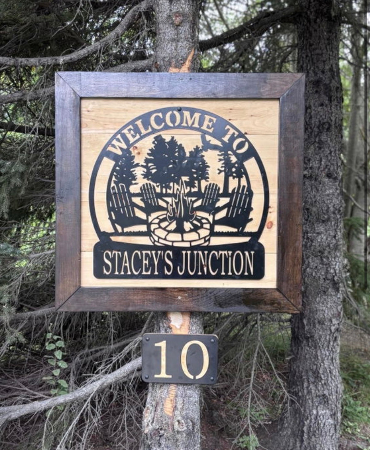 Custom Metal Campfire Sign With Kids Chairs 2