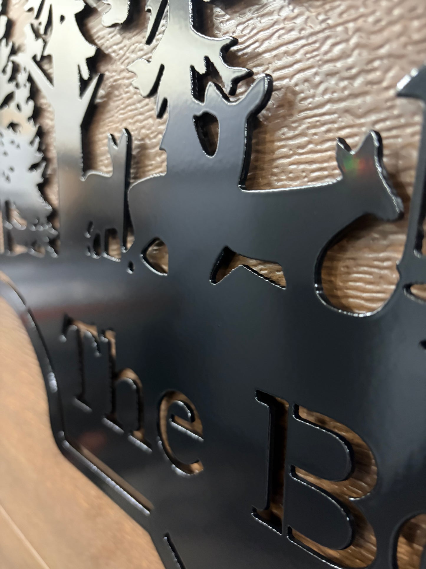 Custom Metal Deer Scene Cabin Sign