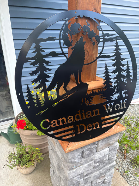 Custom Metal Howling Wolf Sign
