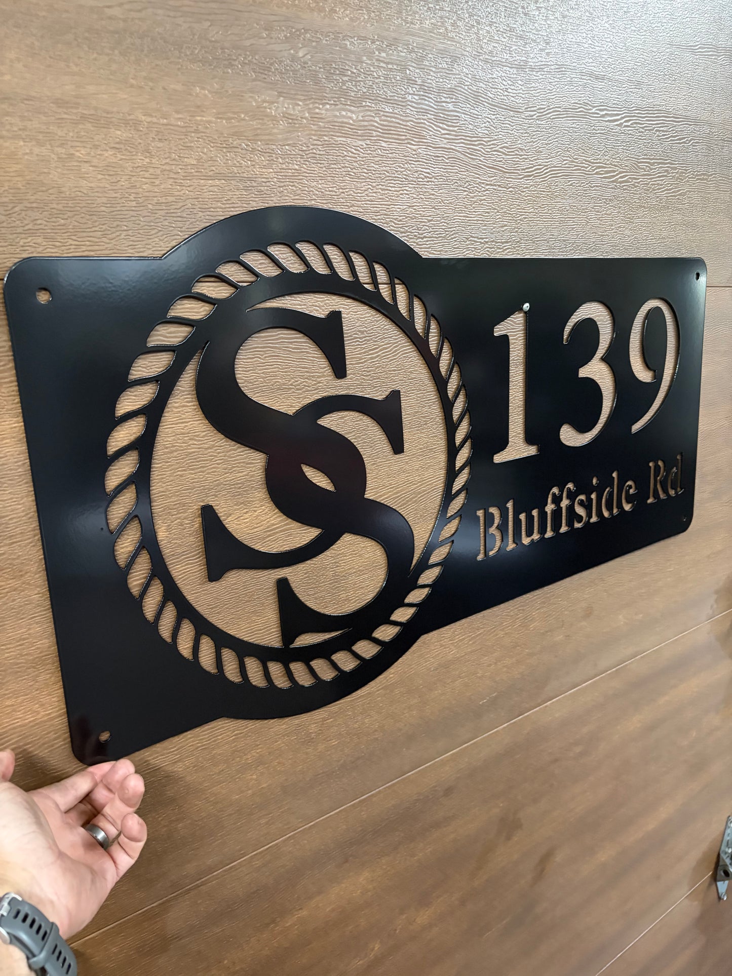 Rope Border Monogram Civic Address Sign