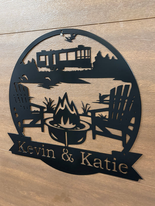 Custom Metal Camper Campfire Sign 3