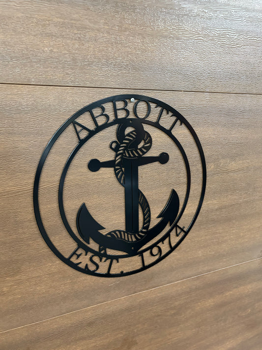 Custom Metal  Anchor and Rope Sign