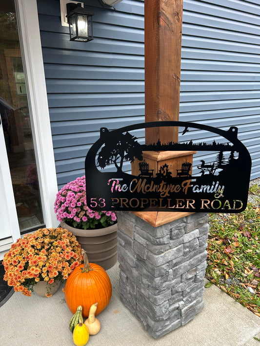 Metal sign for Family