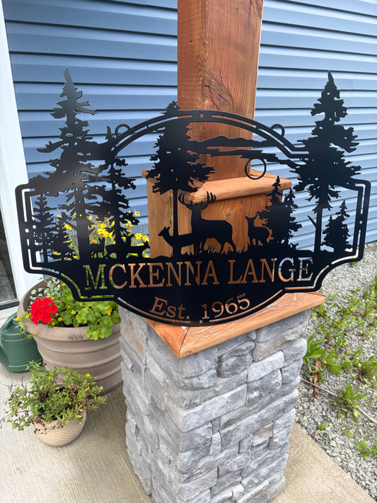 Custom Metal Deer Scene Sign