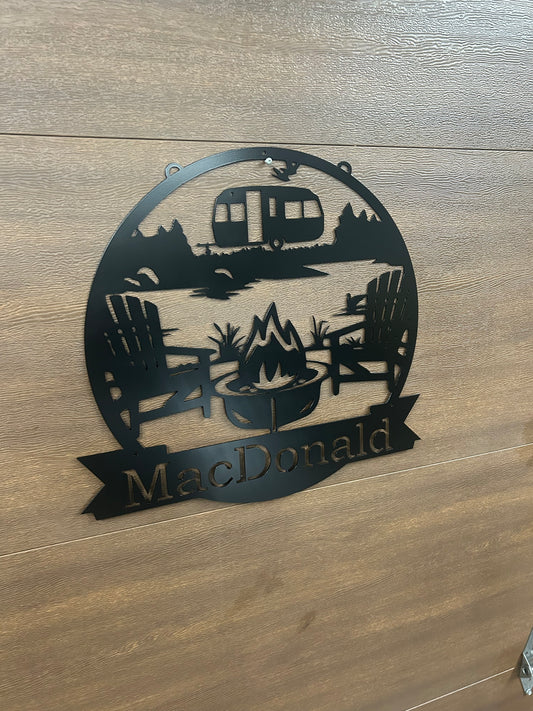 Custom Metal Camper Campfire Sign 2