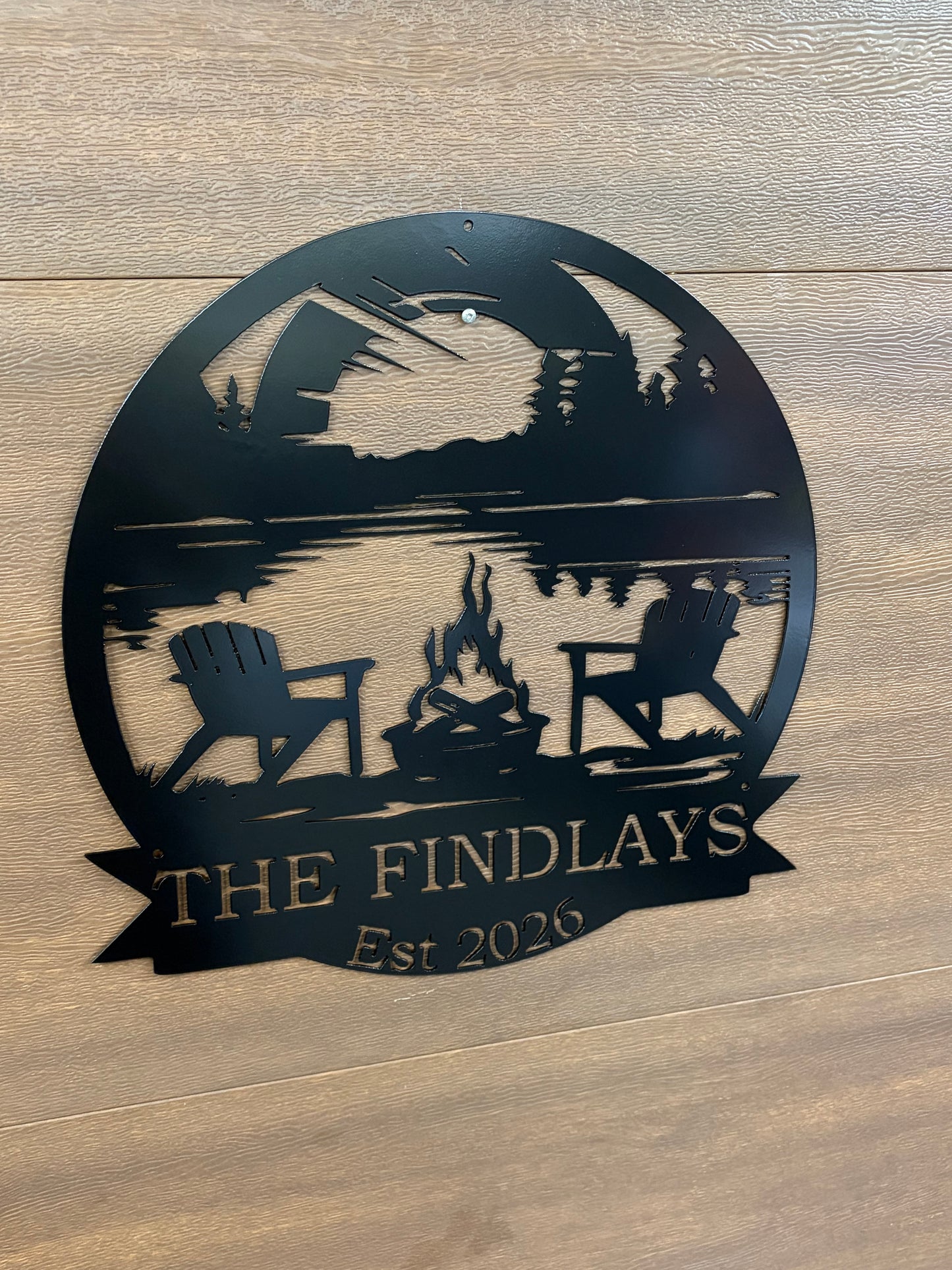 Custom Metal Sunset Campfire Sign