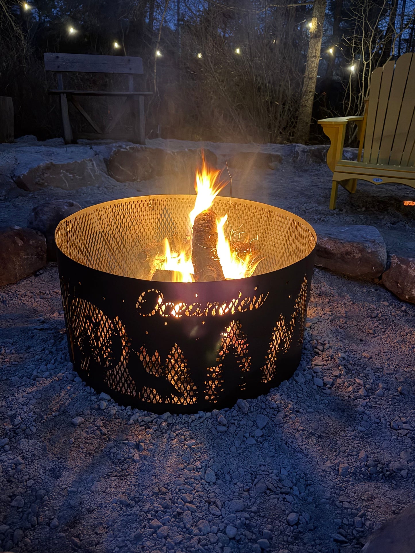 Wolf Forrest Scene Fire Ring