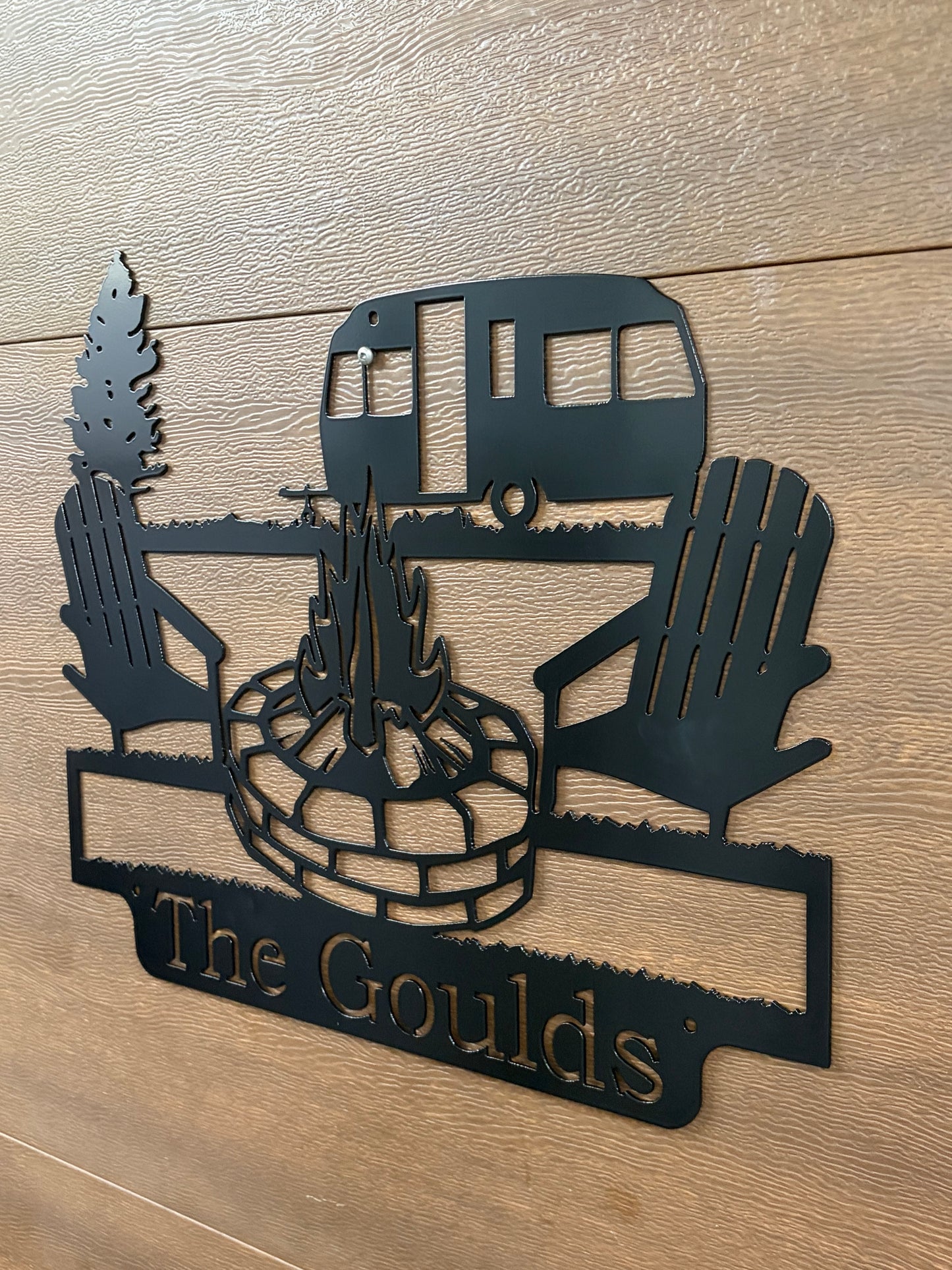Custom Metal Camper Campfire Sign