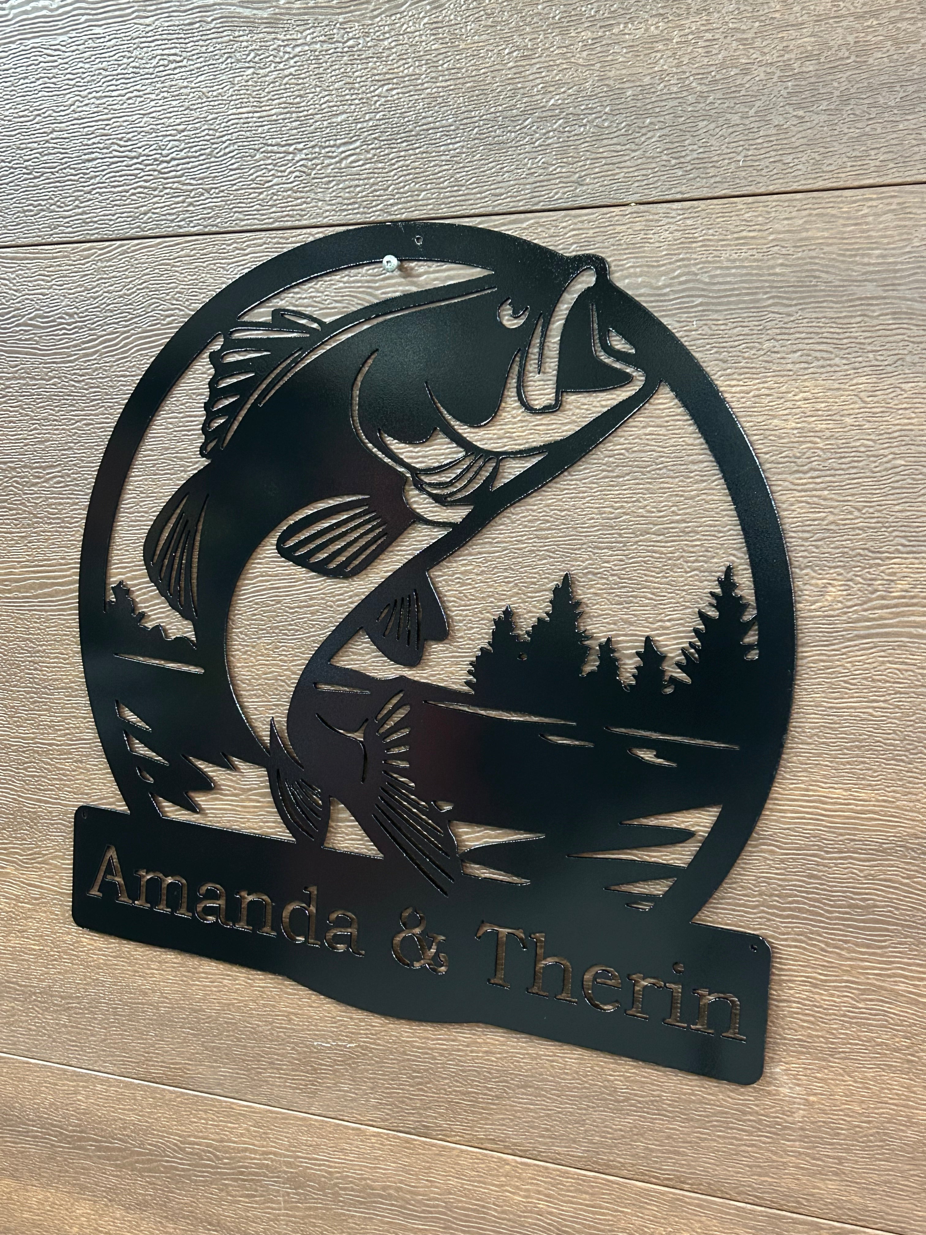 Bass Power Sign Custom Bass Fishing Sign – Smoke on the Water Fire Pits and Signs
