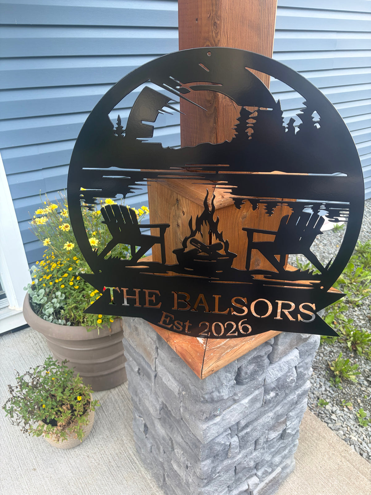 Custom Metal Sunset Campfire Sign
