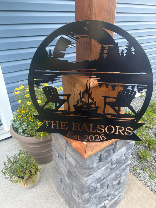 Custom Metal Sunset Campfire Sign
