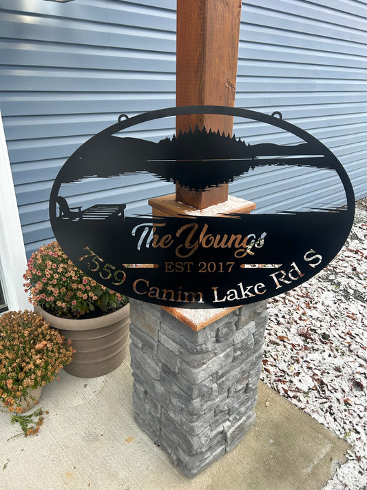 Custom Metal Lake View Civic Address Sign