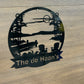 Custom Metal Sunset Lake Dock Scene