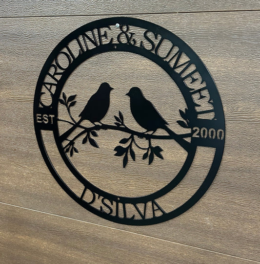 Custom Metal Anniversary Birds Sign