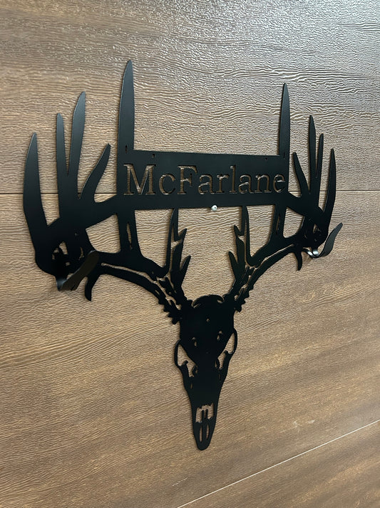 Support d'arc et d'arme en métal personnalisé avec crâne de cerf